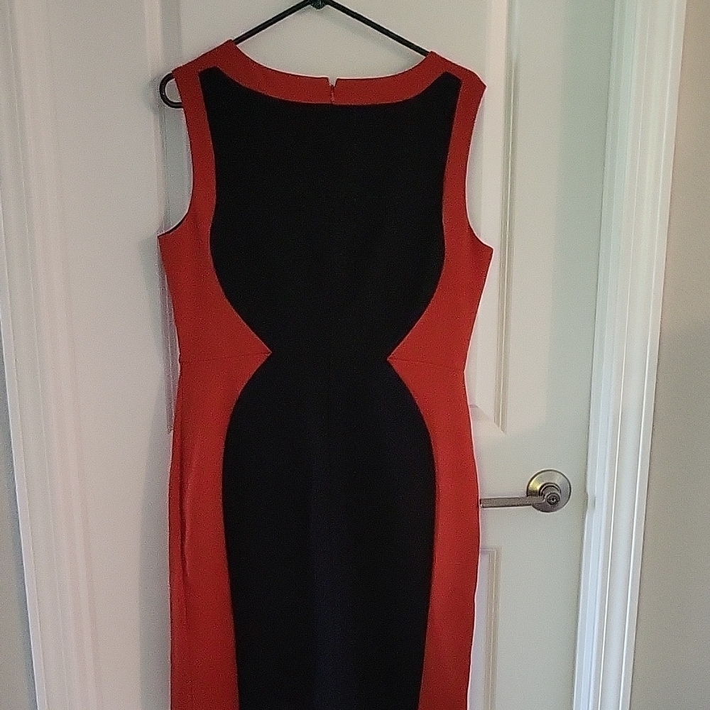The Limited Black and Deep Orange Contrast Midi Dress - Picture 4 of 5
